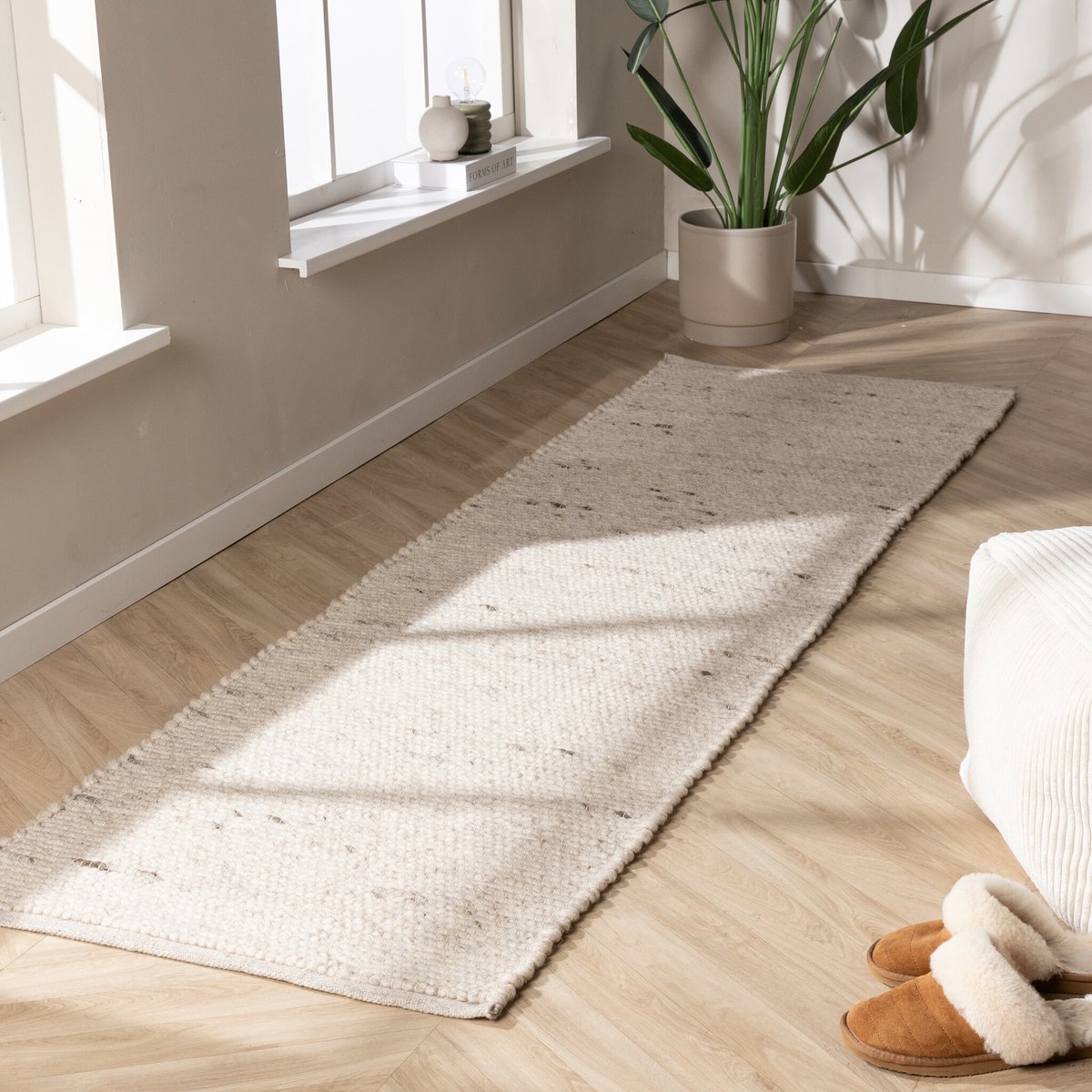 NATURL. Wollen loper - Feline Wit/Gemeleerd - 50x150cm