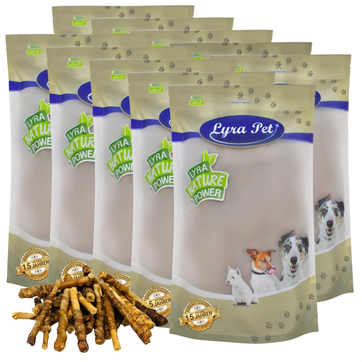 10 kg Lyra Pet® buffelsticks met rundvleesreepjes