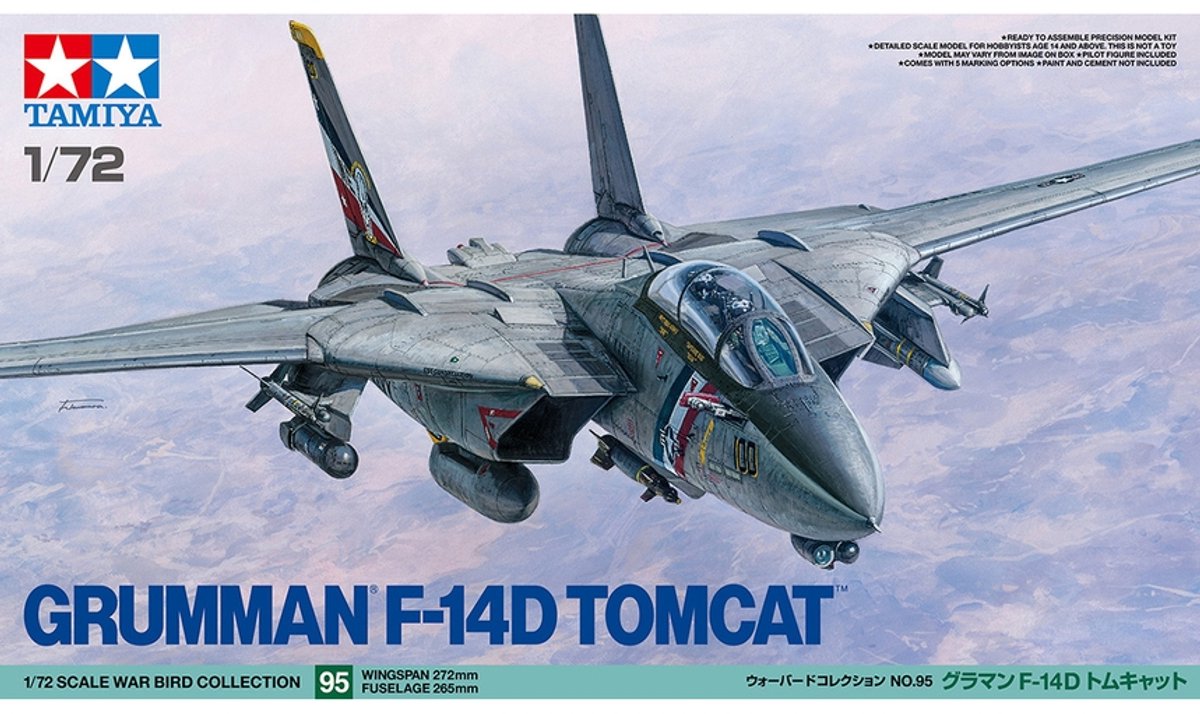 Tamiya Modelbouwpakket Militaire voertuigen - 60795 Grumman F-14D Tomcat - Amerikaans Straaljager Plastic - 1:72 - Modelbouw