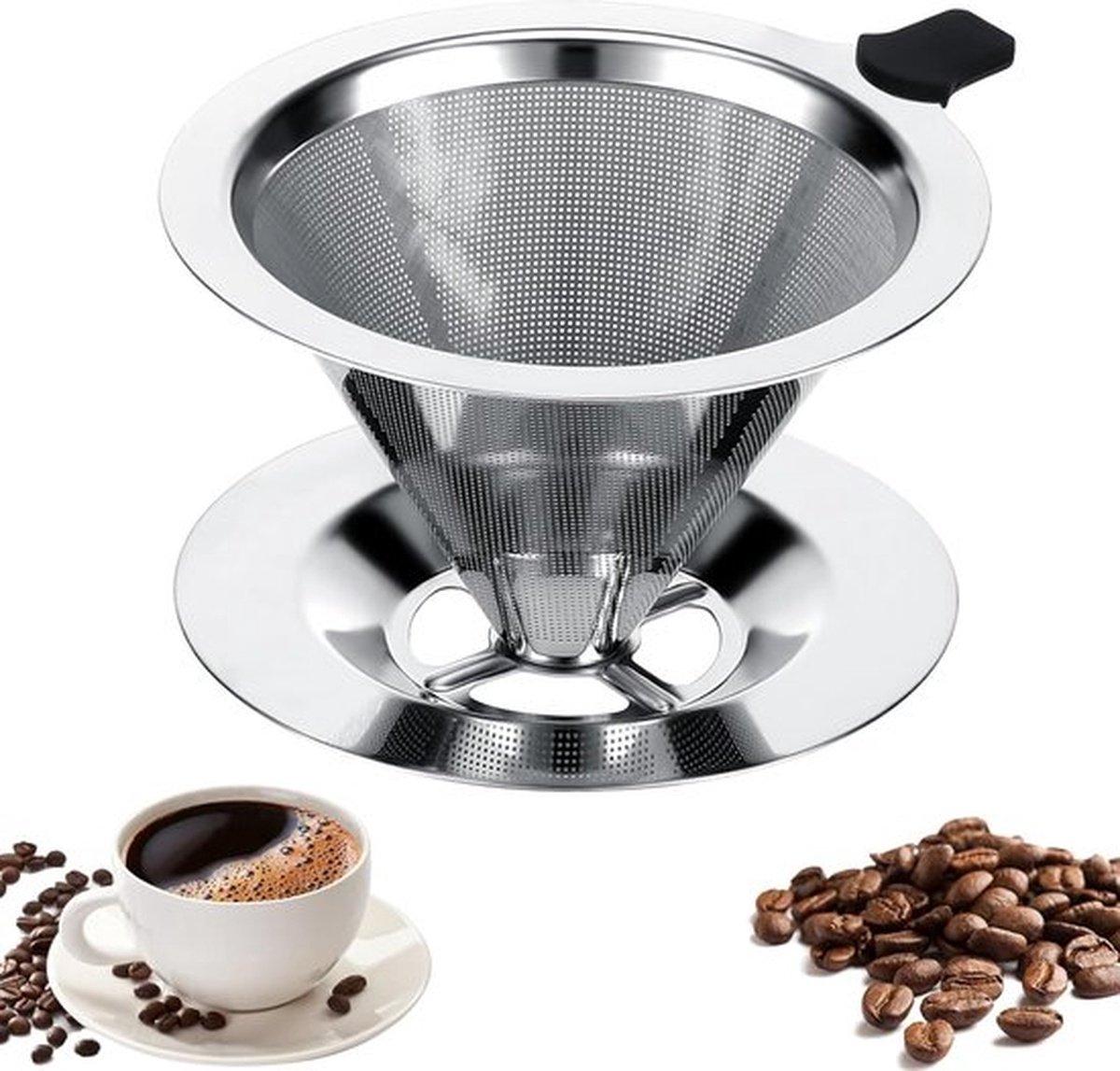 Koffiefilter RVS koffiefilter herbruikbaar koffiefilter gemakkelijk schoon te maken ideaal voor het filteren van koffie papierloze koffiefilters voor het overgieten van koffie