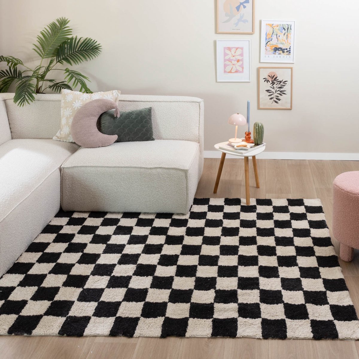 Fraai Retro vloerkleed - Gambit Zwart/Wit - 230x330cm