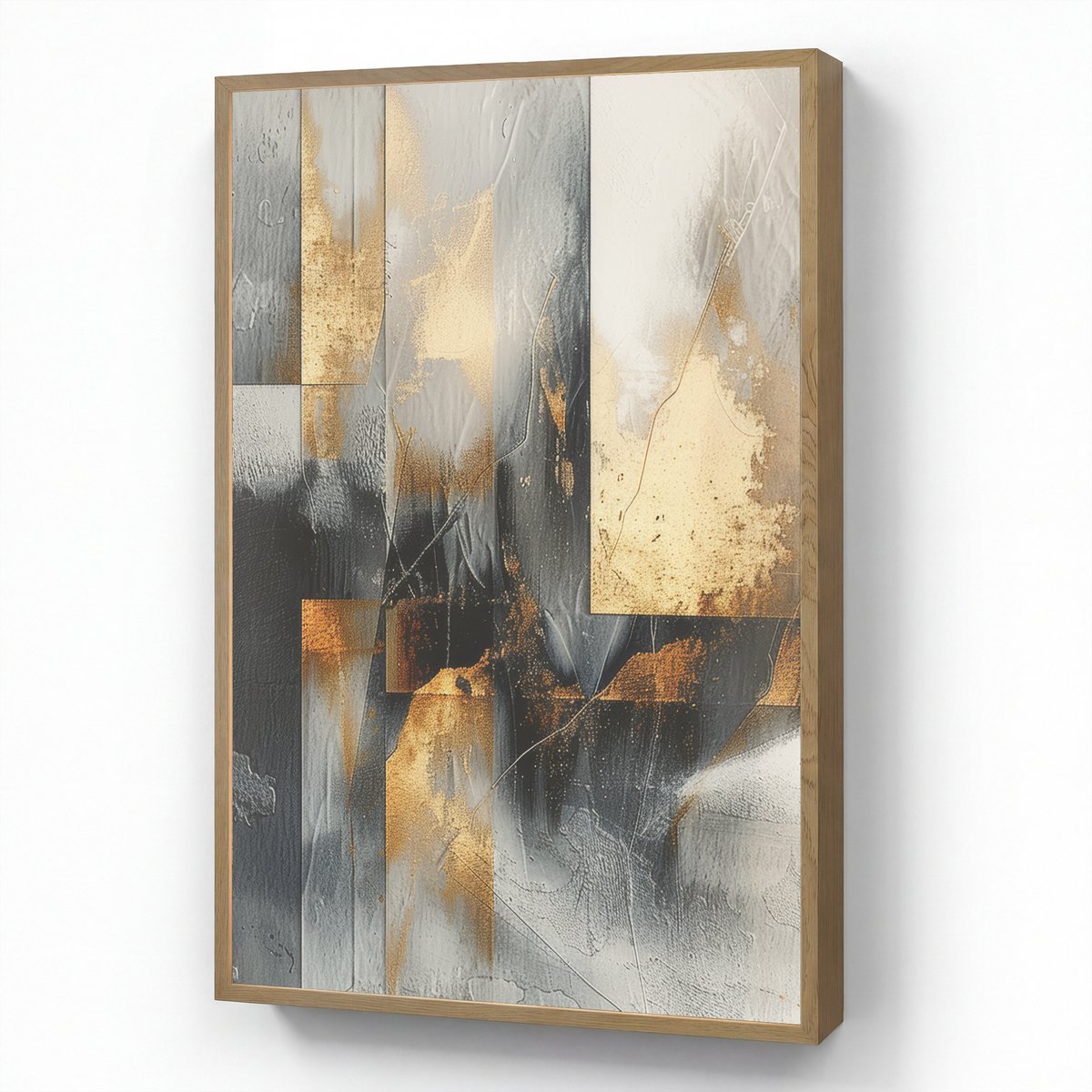 Wandlamp 60x90 cm - Oplaadbaar - Kunst - Goud - Zilver - Abstract - Wandlampen binnen woon