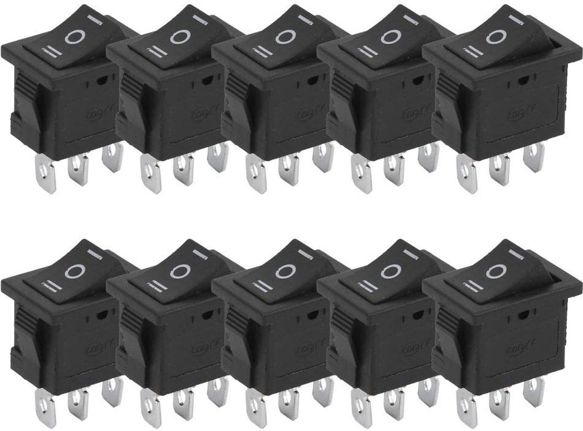 Allecto - Toggle Switch - KCD1 - Goede geleiding - 3 positie - Warmtebestendig - Corrosiebestendig - Geschikt voor huishoudelijke apparaten - Vierk...