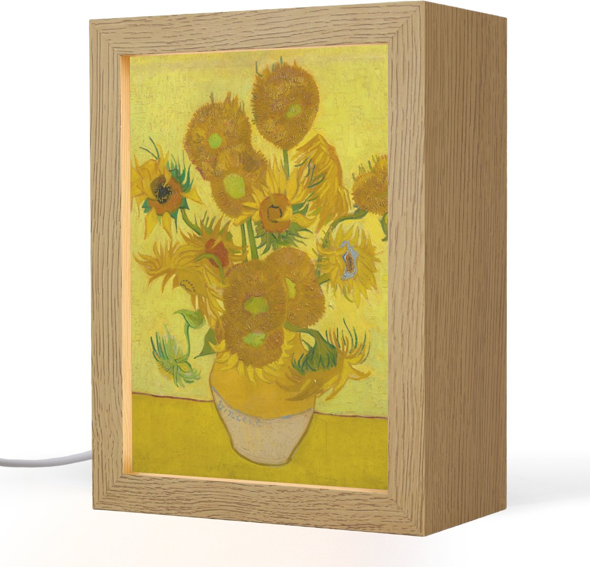 Tafellamp 15x20 cm - LED lamp - Zonnebloemen - Vincent van Gogh - Decoratieve tafellampen - Dimbaar - Tafellampje slaapkamer - Woonkamer binnen