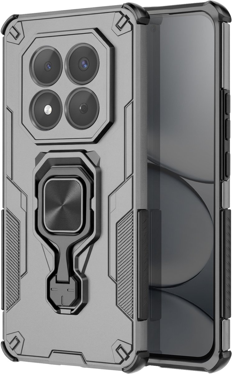 Avizar Hoesje voor Redmi Note 15 Pro 5G met Draaibare Ring en Standaardfunctie, Grijs