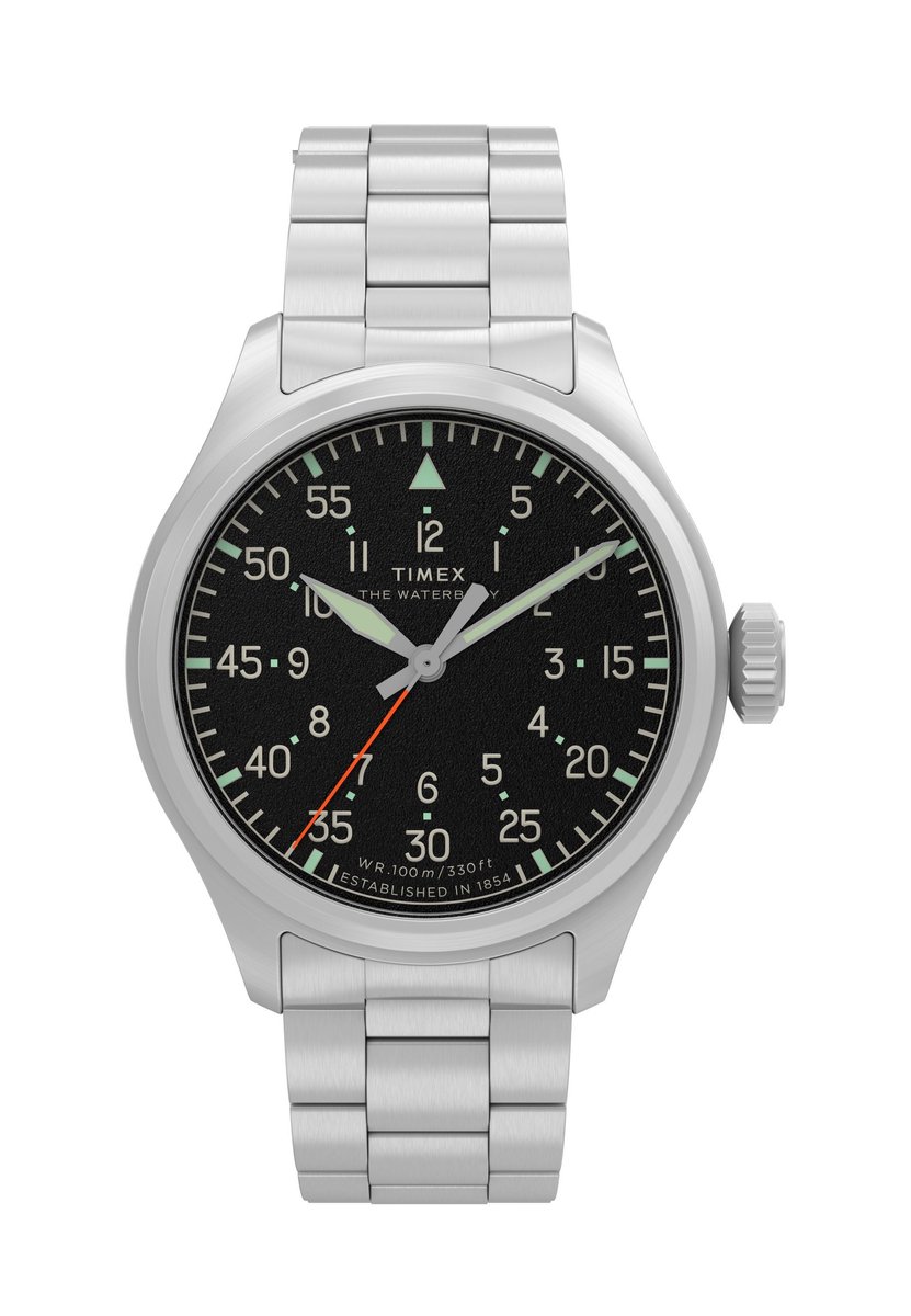 Timex Waterbury Ace Quartz Analoog Horloge Silver Tone Kast: 100% Roestvrij Staal | Armband: 100% Roestvrij Staal 41 mm TW2Y70300AJ