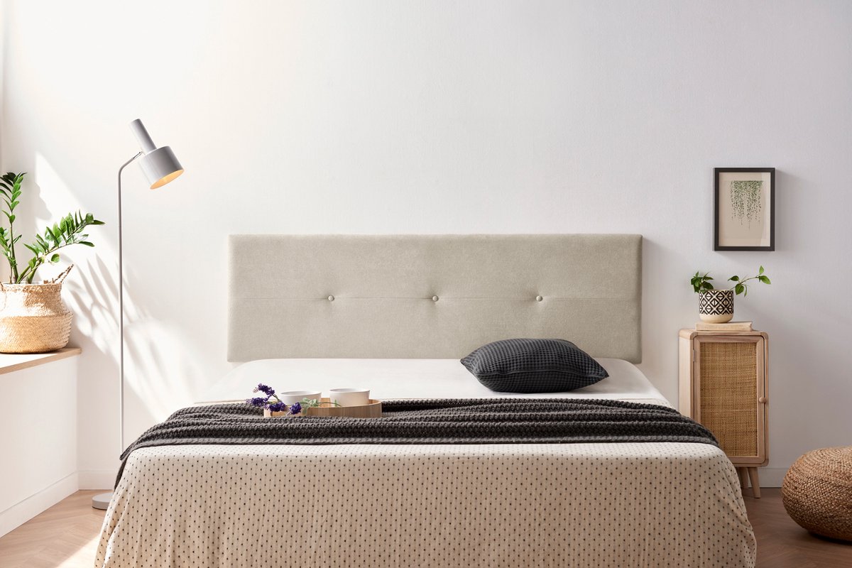 Moonia Hoofdbord - Slaapkamer Accessoire - Tan Beige - Duurzaam en Eenvoudig - Vlekbestendig Aqualinè - 50 cm Hoogte