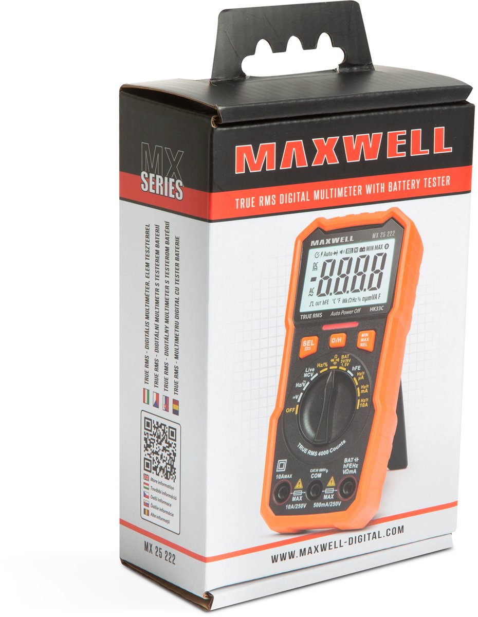 Digitale Multimeter met Batterijtester en Werklichtfunctie - NCV Detectie, Diode- en Transistortest, Backlight [25222]
