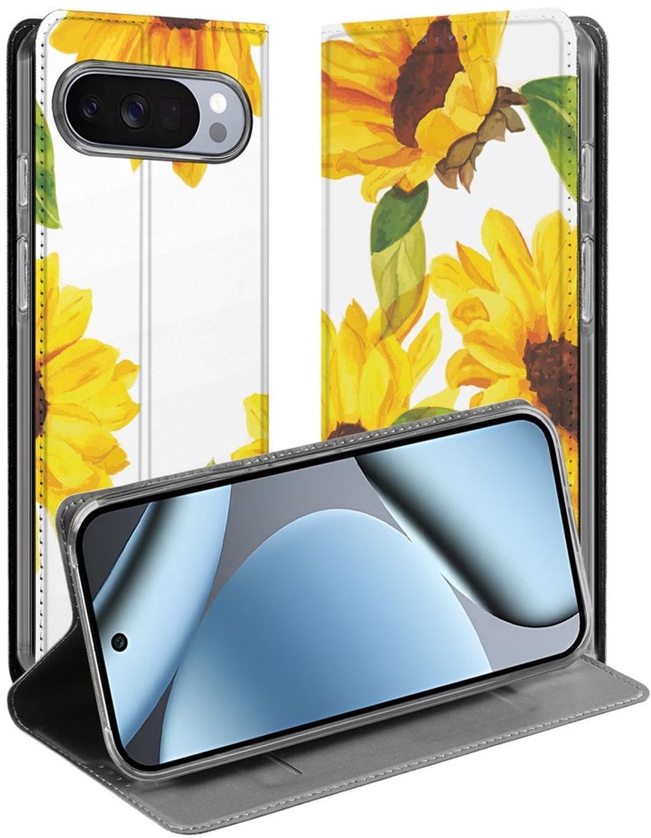 Google Pixel 10 Pro Smart Cover Hoesje Zonnebloemen