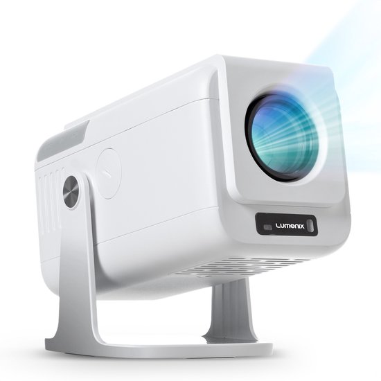 Lumenix® NEO Mini Beamer – Full HD Kleine Projector met Netflix, Android 13, WiFi 6 & Bluetooth 5.0 – Autofocus & 4D Keystone – Thuisbioscoop Beamer – Wit