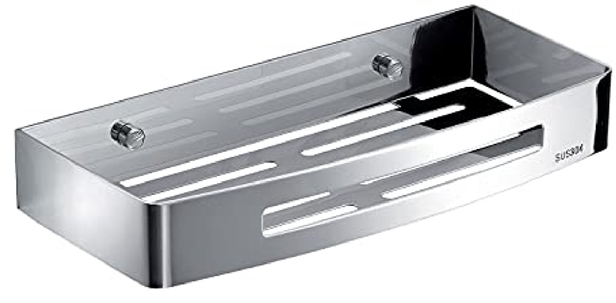 Rechthoekige badkamerorganizer van roestvrij staal 304 met chroomafwerking - 4,5 x 30 x 12,8 cm