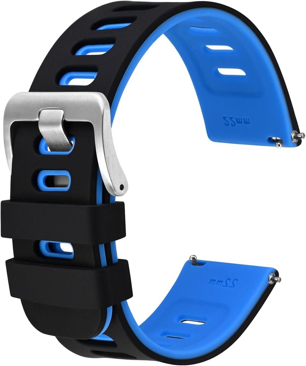 Tweekleurige Siliconen Rubberen Horlogeband, Snelle Vrijgave, Vervangende Band, Unisex, Roestvrijstalen Gesp, 18mm 20mm Breedte