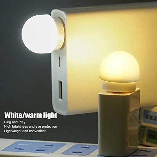 Energiebesparende USB Nachtverlichting - Mini LED Lamp voor Slaapkamer en Badkamer van Merkloos — afbeelding 5