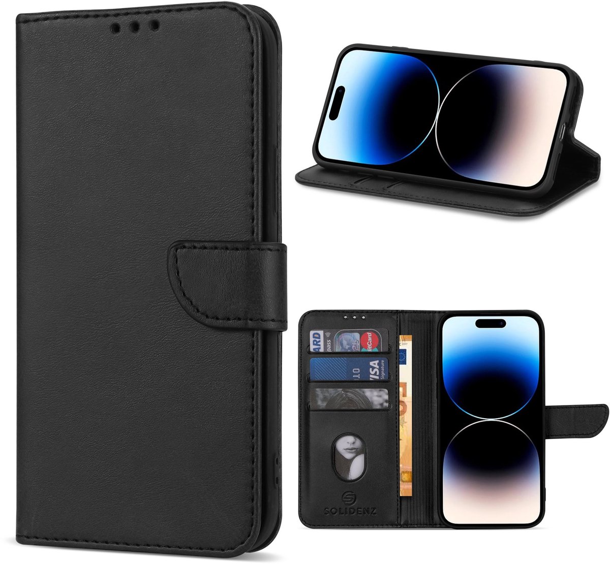 Solidenz hoesje - Geschikt voor Apple iPhone 17 Pro Max - Bookcase - Zwart