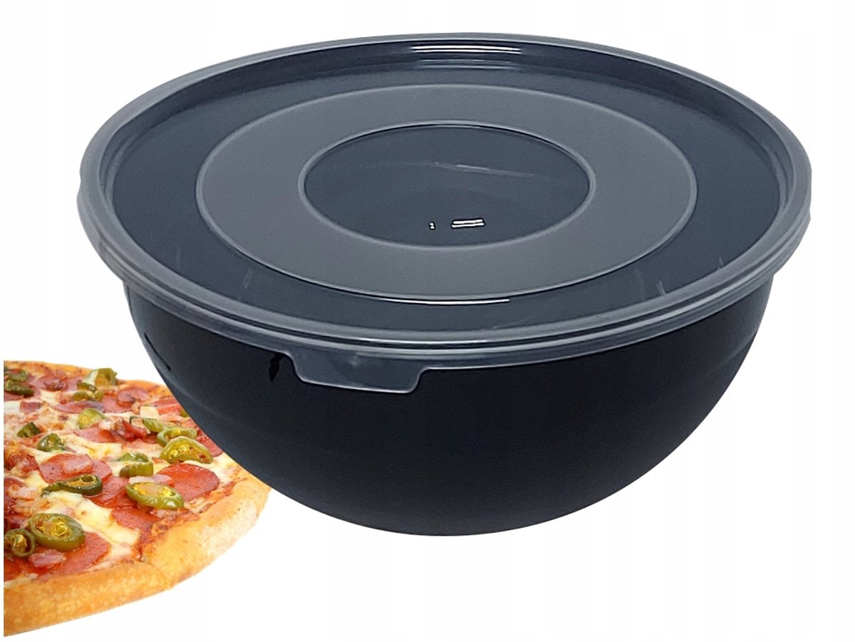 Zwarte kunststof kom met deksel, 3L, zwart