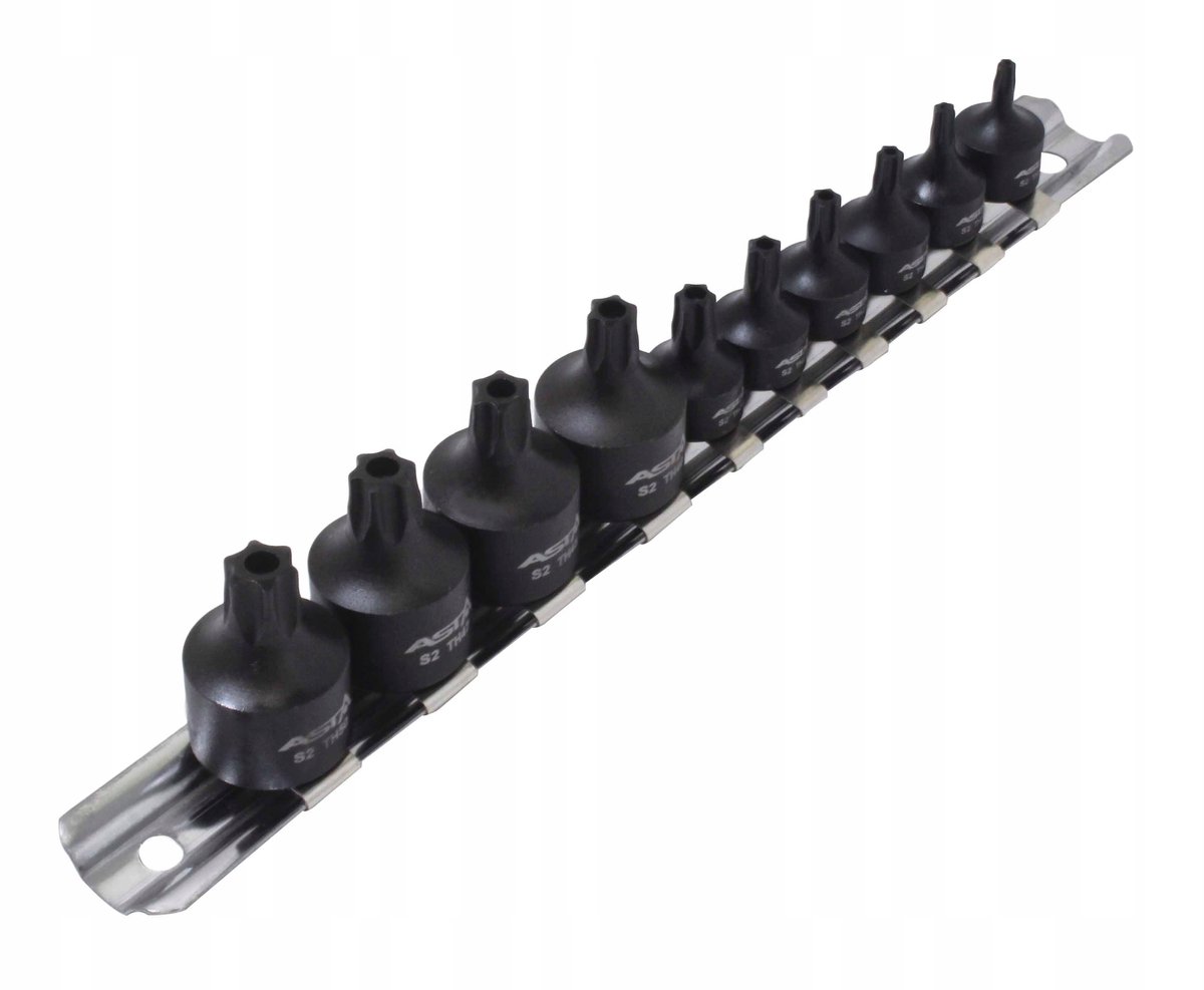 Asta Lage Torx Slagdoppen Set 1/4"-3/8" met Gat - 10 Delig