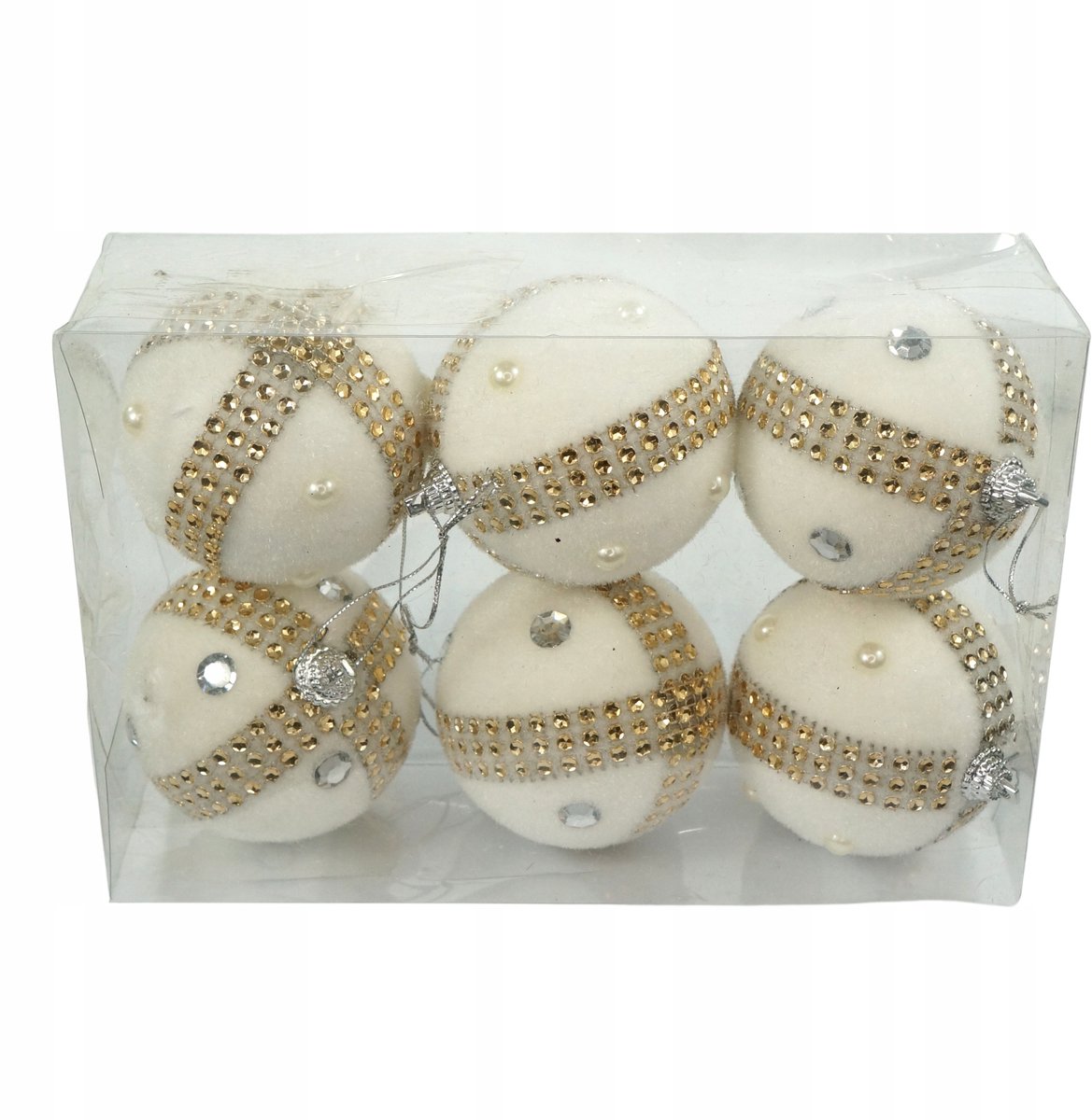 Set van 6 rustieke kerstballen, 7 cm, niet breekbaar, deco-trend, voor kerstdecoratie.