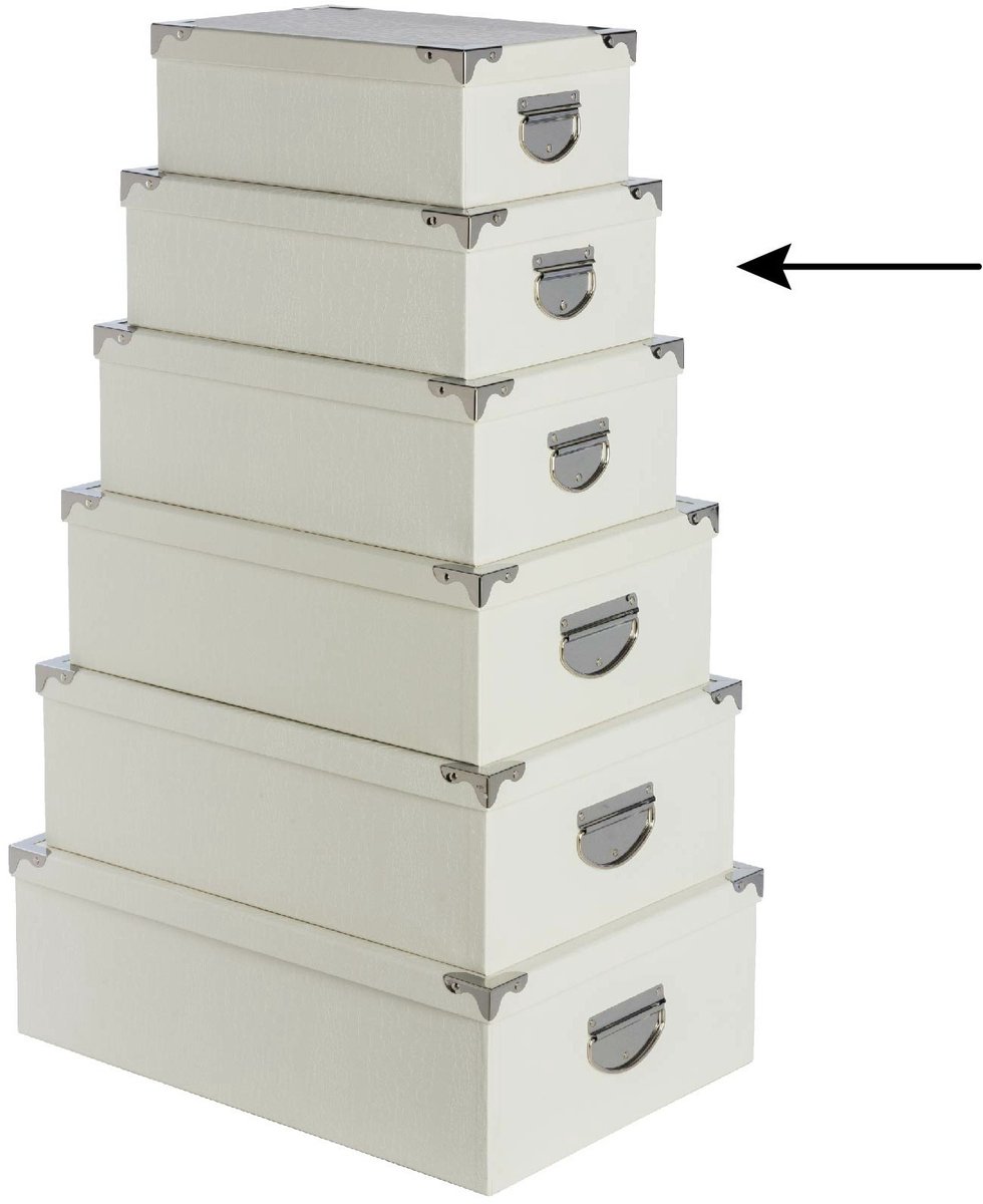 5Five Opbergdoos/box - 4x - ivoor wit - L32 x B21.5 x H12 cm - Stevig karton - Crocobox
