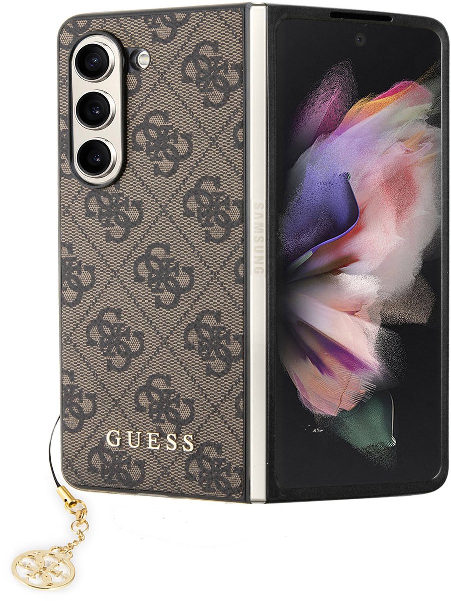Guess Charm geschikt voor Samsung Galaxy Z Fold 5 hoesje - Bruin