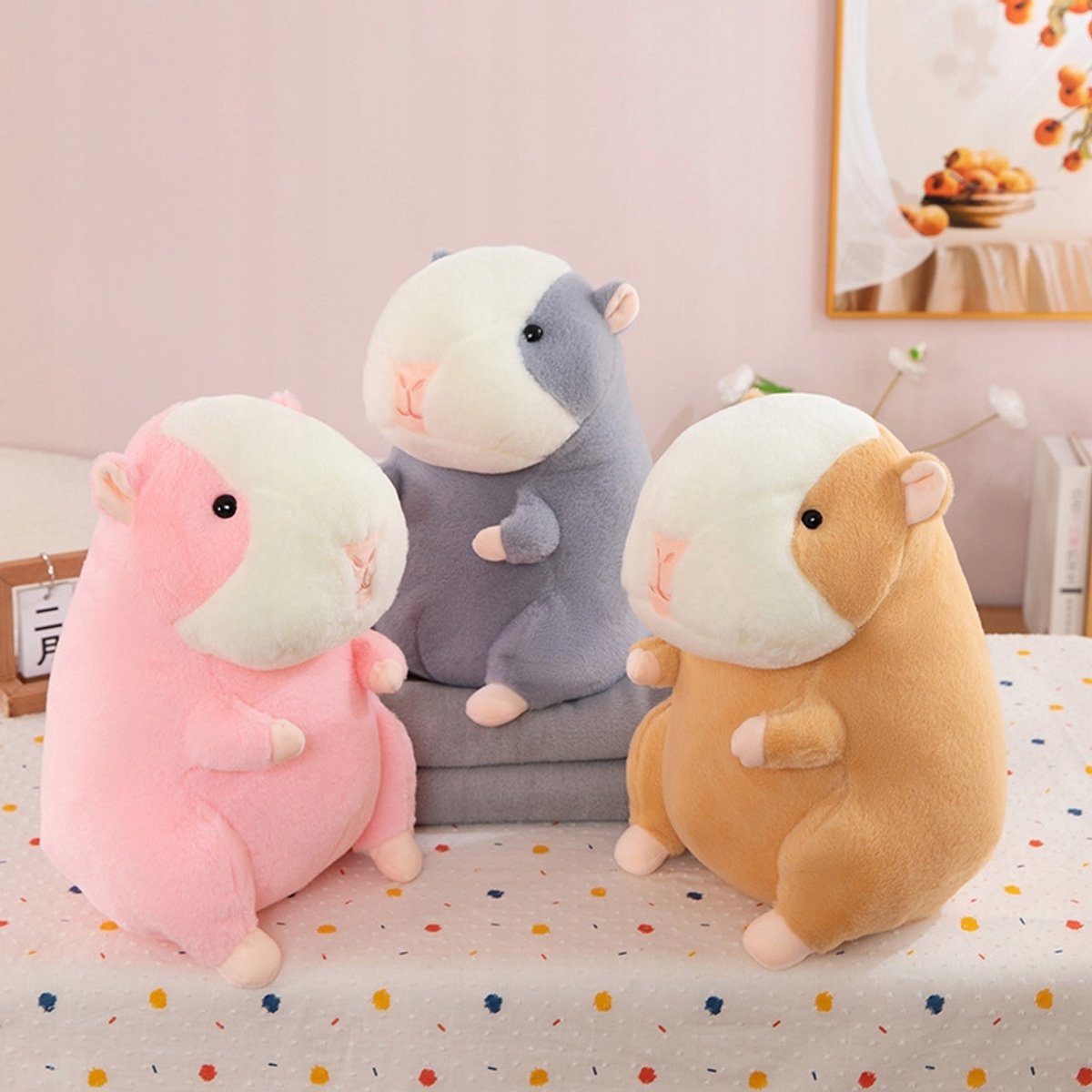 Pluche Dierenkussen met Dekentje - Roze Cavia/Hamster/Chinchilla
