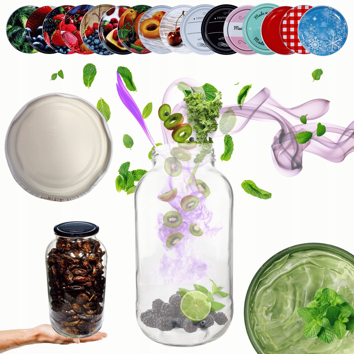 Glazen pot 2000ml met 82mm deksel voor conserveren, jam, augurken