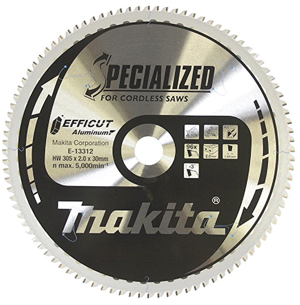 Makita Afkortzaagblad voor Aluminium | Efficut | Ø 305mm Asgat 30mm 96T - E-13312