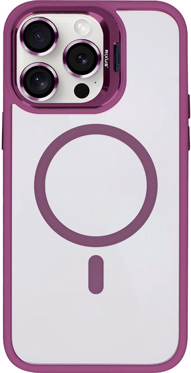 Rixus Classic 03 Case With MagSafe For Apple iPhone 15 Pro Max Dark Pink