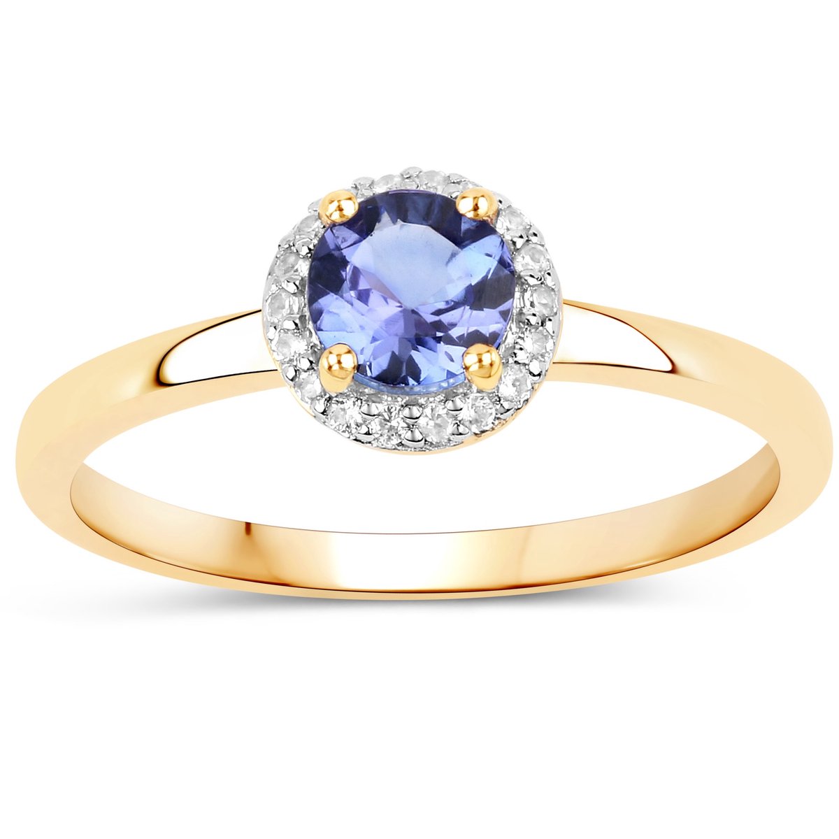 Vira Jewels Ring 925-Sterling Silber vergoldet Glänzend Tansanit violett