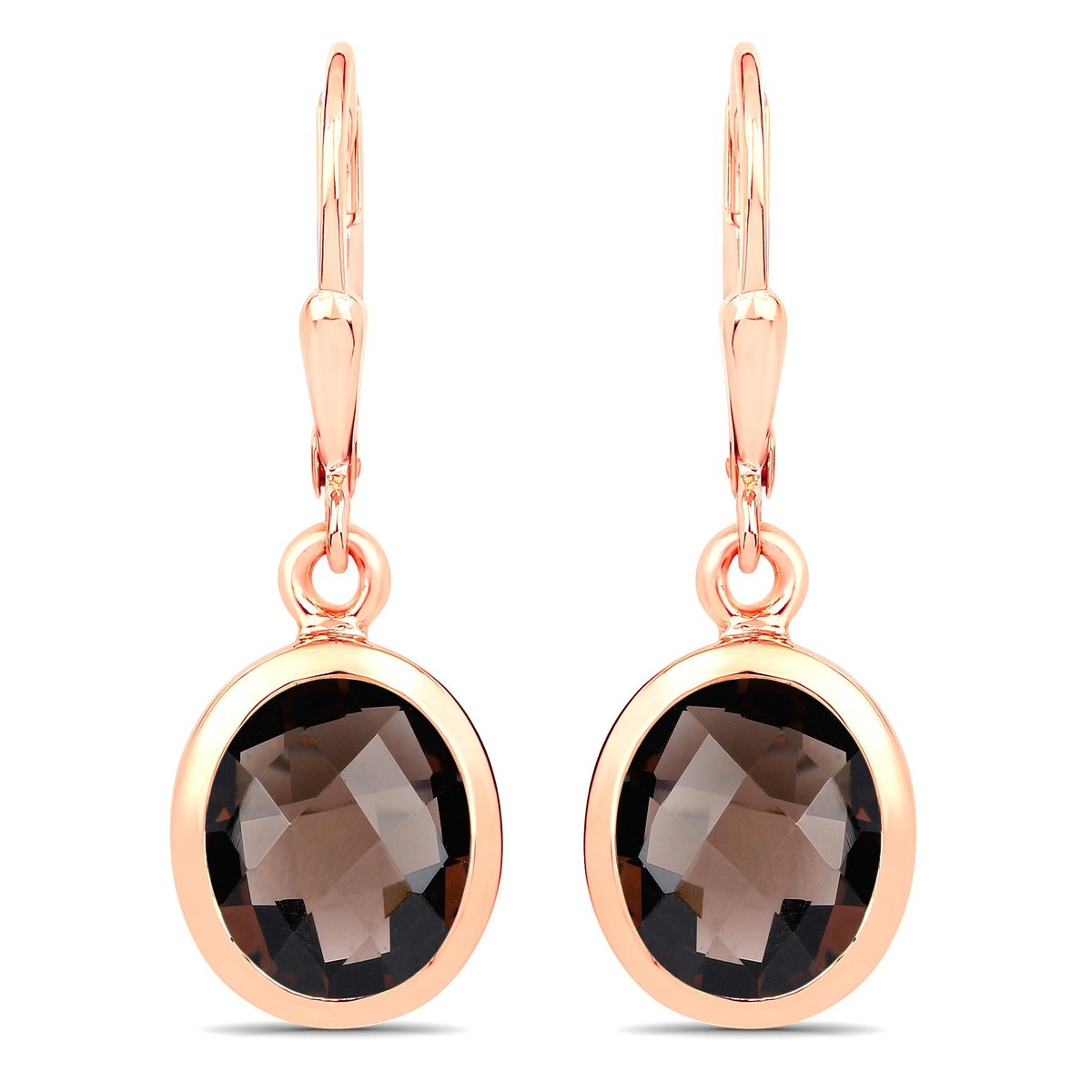 Vira Jewels Ohrhänger 925 Silber rot vergoldet Glanz Rauchquarz dunkelbraun