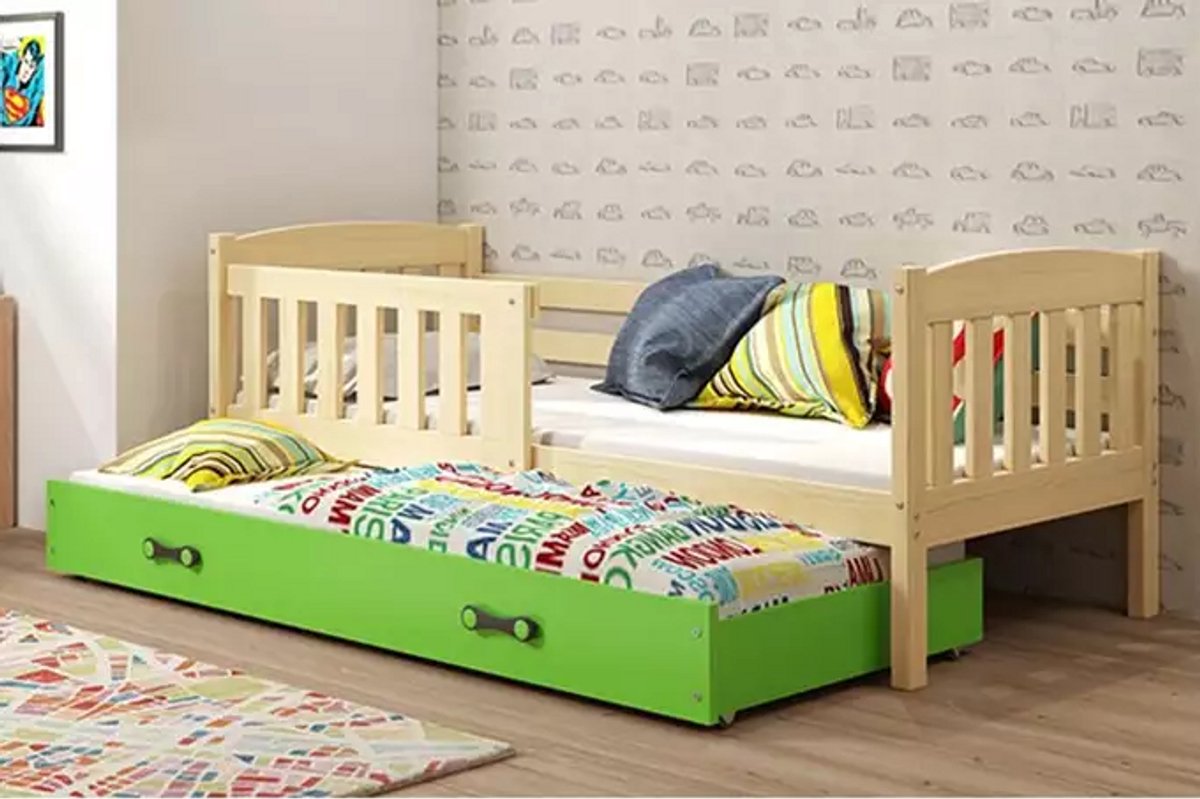 BMS - KUBUŚ - Extendable Jeugdbed 90x190 - met Lade - Grenen / Groen