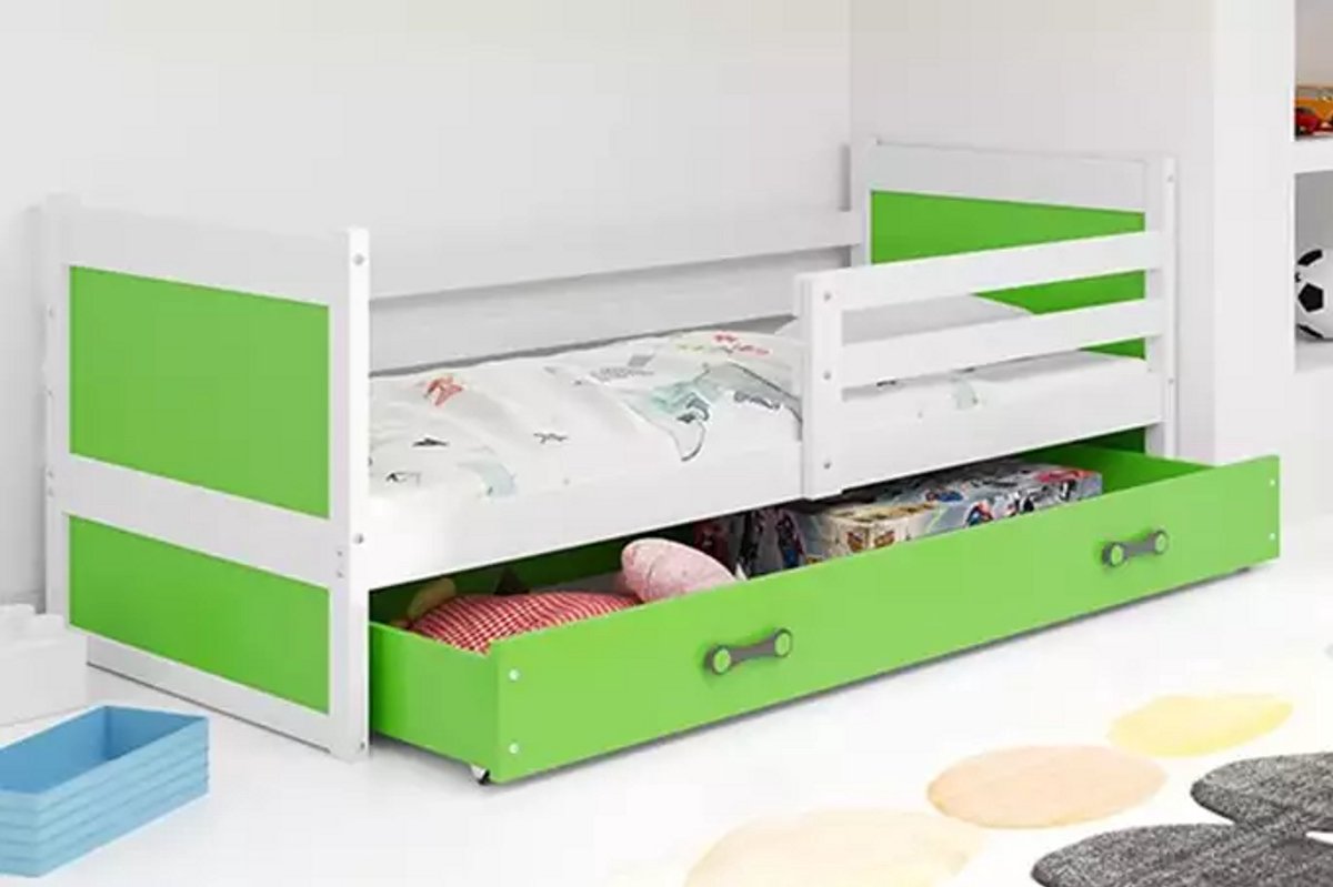BMS RICO - Single Jeugdbed - 90x190 cm - Wit/Groen