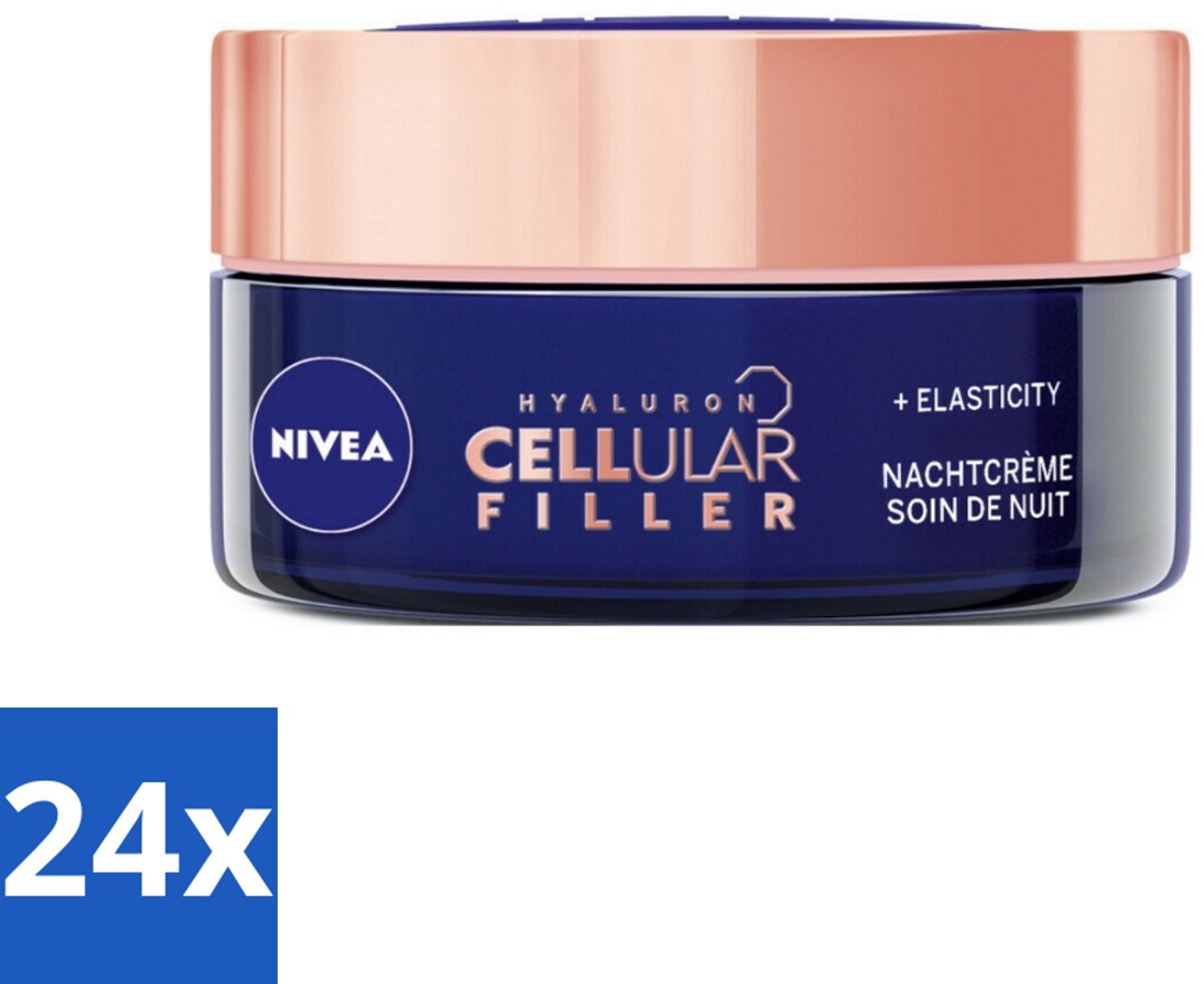 24 x NIVEA - Nachtcrème - CELLular Expert Lift Anti-Veroudering - Voor alle huidtypes - Met Bakuchiol & Hyaluronzuur - Verhoogt collageen & anti-rimpel - 50 ml - Nivea Anti-rimpel Crème - Nachtcrème - Bakuchiol - Hyaluronzuur - Collageen