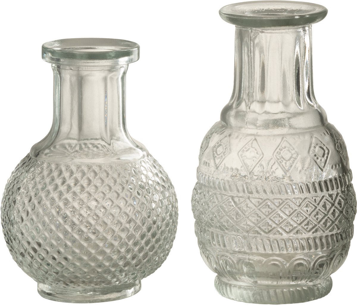 J-Line vaas Soliflore - glas - transparant - set van 2