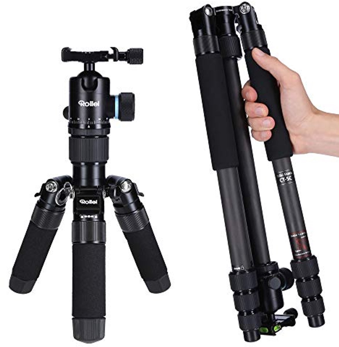 Carbon statief 3-in-1 met mini statief en hoog draagvermogen