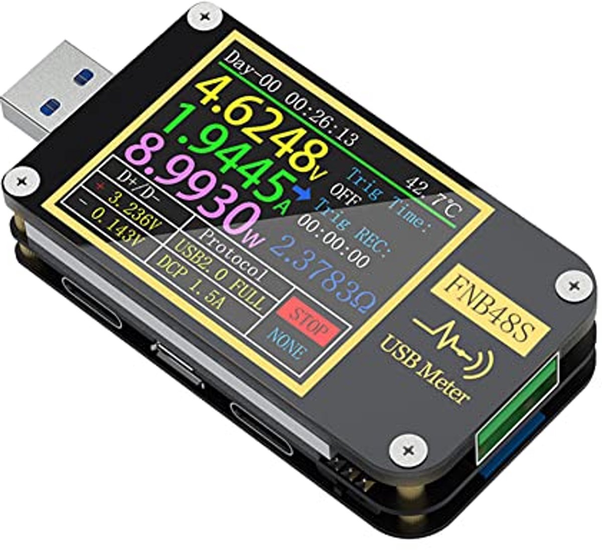 Hoge Snelheid Voltmeter en Amperemeter met LCD Display - Draagbare Capaciteitsmeter en Multifunctionele USB Tester