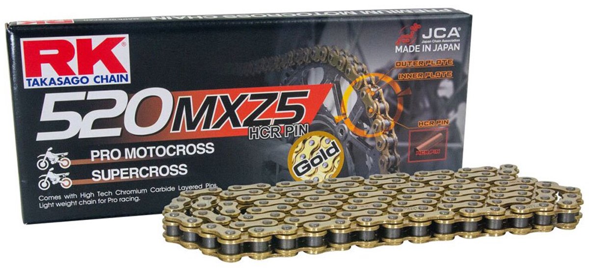 Chaîne de transmission FE pour moto cross 118 maillons Pas 520 GB520MXZ5 or Neuf