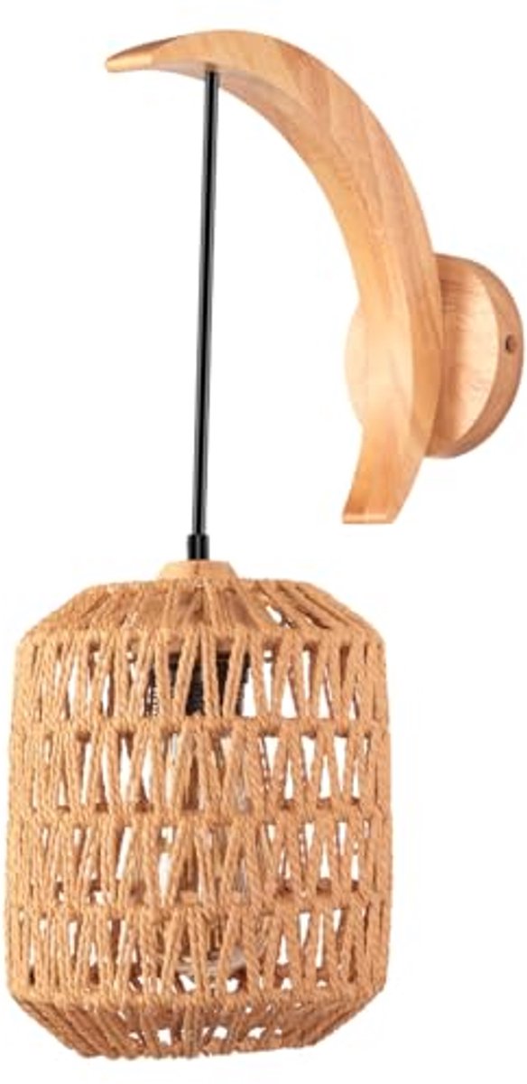 Bohemian Wandlamp Hout E27 - Vintage Verlichting voor Slaapkamer en Woonkamer