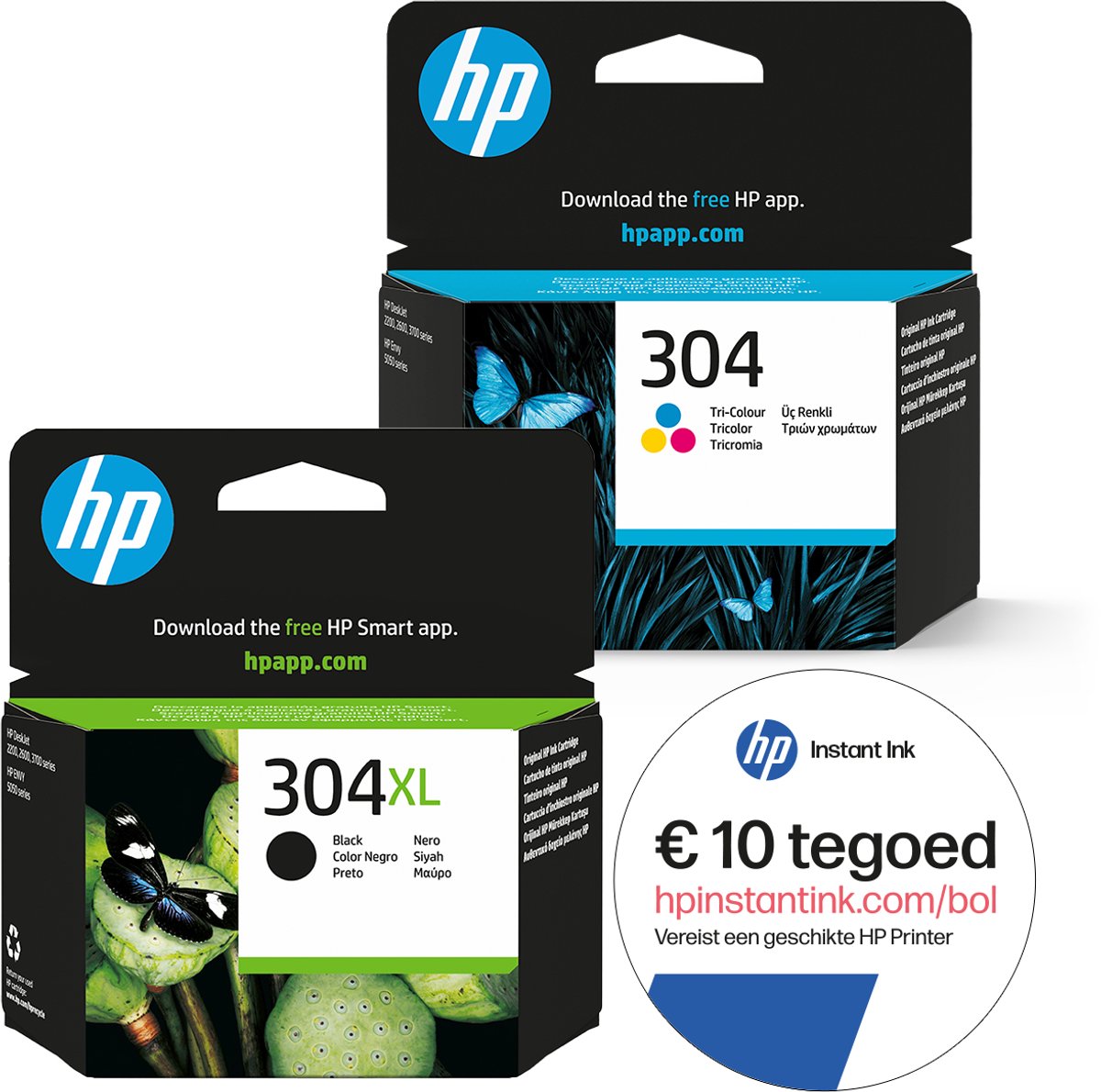 HP 304 - Inktcartridge 304XL zwart & 304 kleur + Instant Ink tegoed
