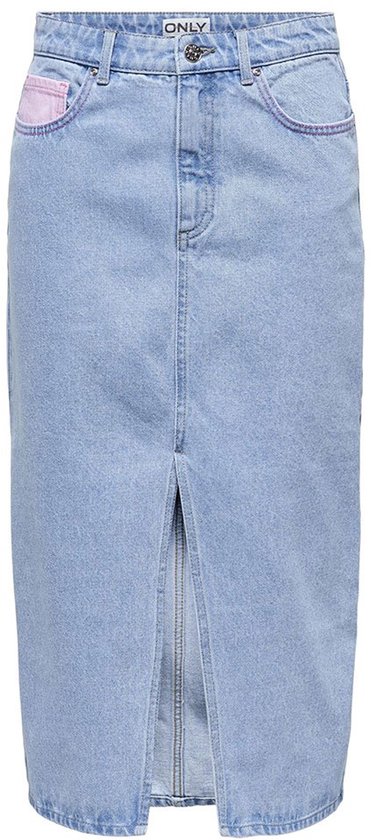 Only Bianca Neon Jupe Midi Blue Denim Pink BLEU L