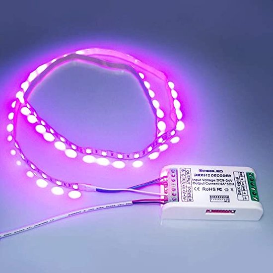 Mini RGBW 4-kanaals DMX Decoder voor LED-Strips - 16A Dimmer en Driver ...
