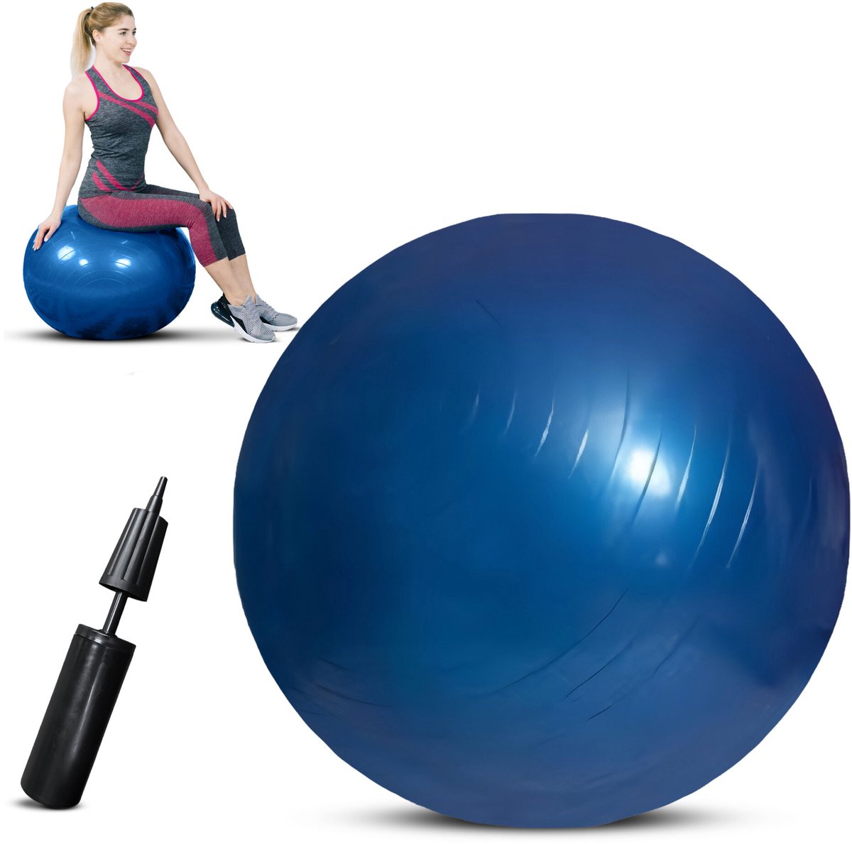 Padisport - Yoga bal - 85 cm - zwangerschapsbal - yoga bal inclusief pomp - fitnessbal - pilates bal - yoga bal blauw - yoga bal 85 cm - yoga - fitness - blauw