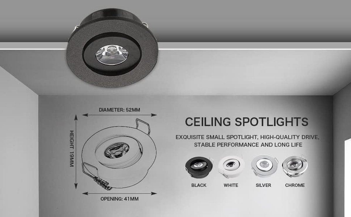 10 Mini LED Spots 3W - Inbouwlampen voor Kast en Woonruimte