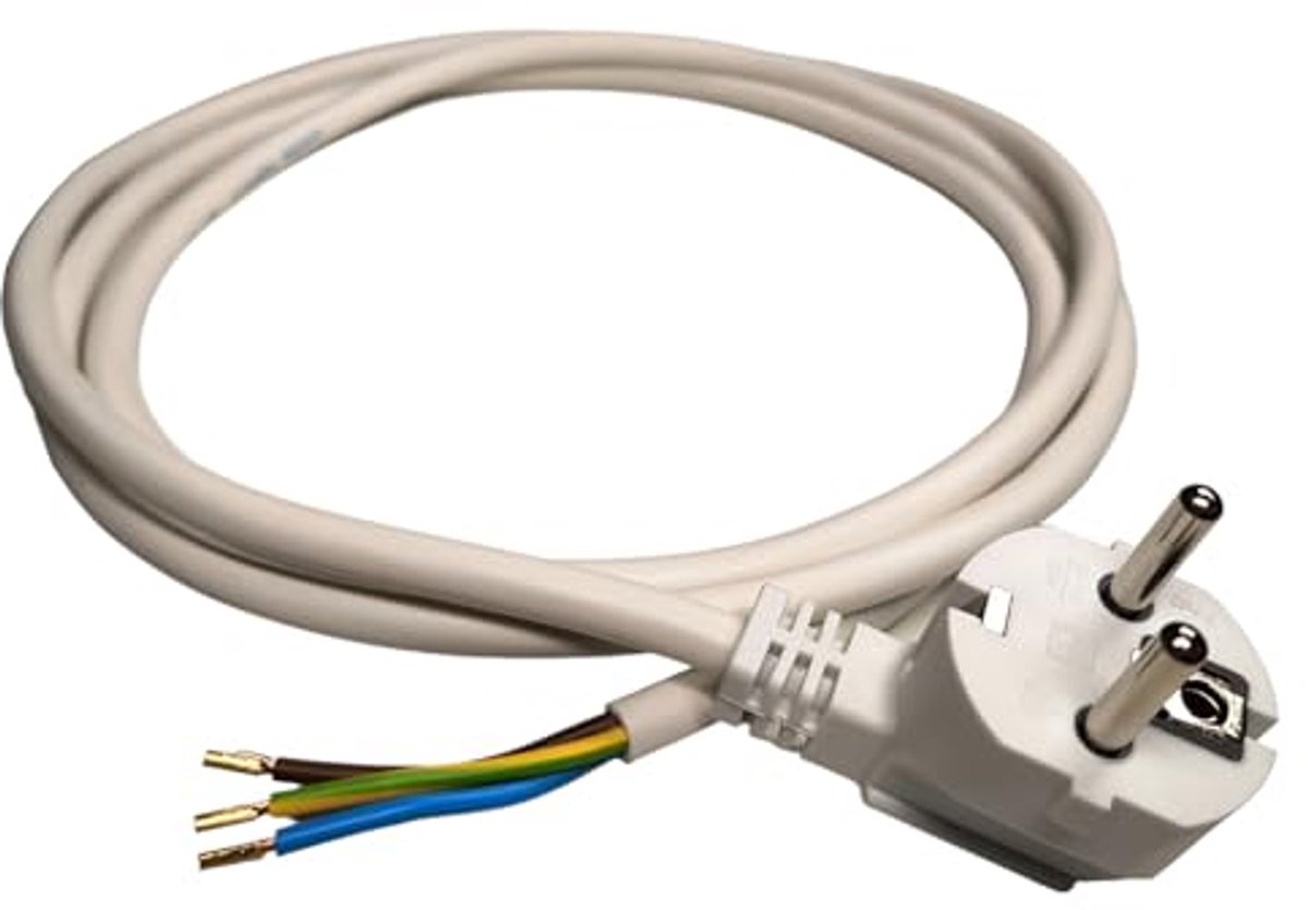 Stroomkabel 230V 16A 1.5mm met Schuko stekker en adereindhulzen - 2 Meter