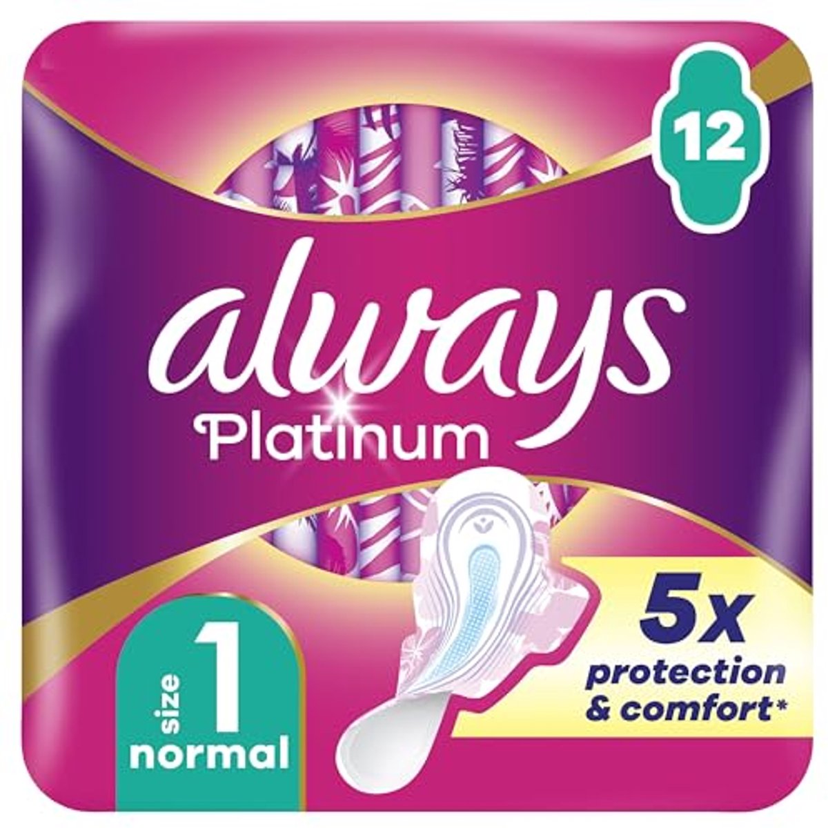 Maandverband Met Vleugels - Platinum Normal (Maat 1) - 12 Stuks