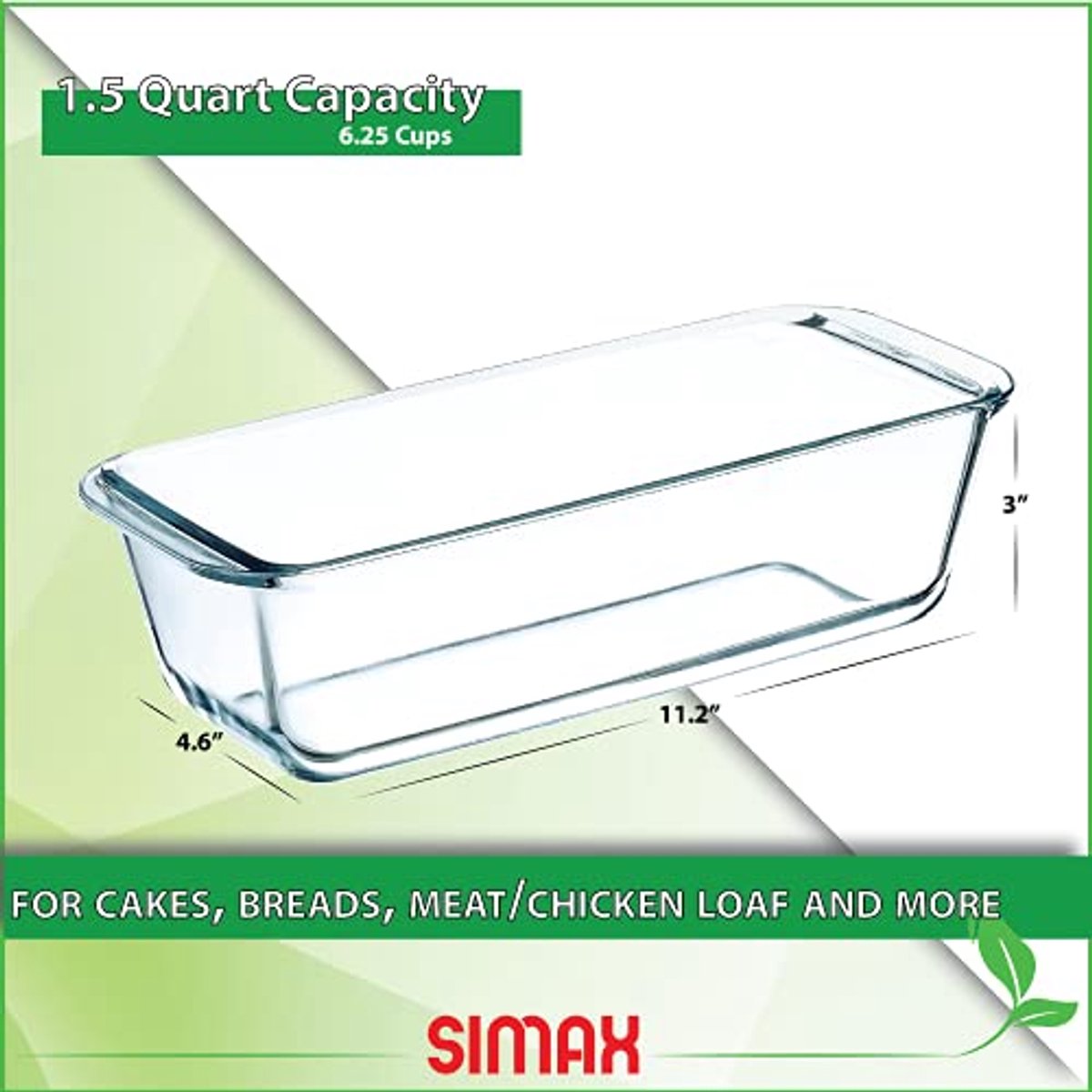 Borosilicaatglas Broodschotel - Warmte, Koud en Schokbestendig - 1,5 Quart - Vaatwasmachinebestendig