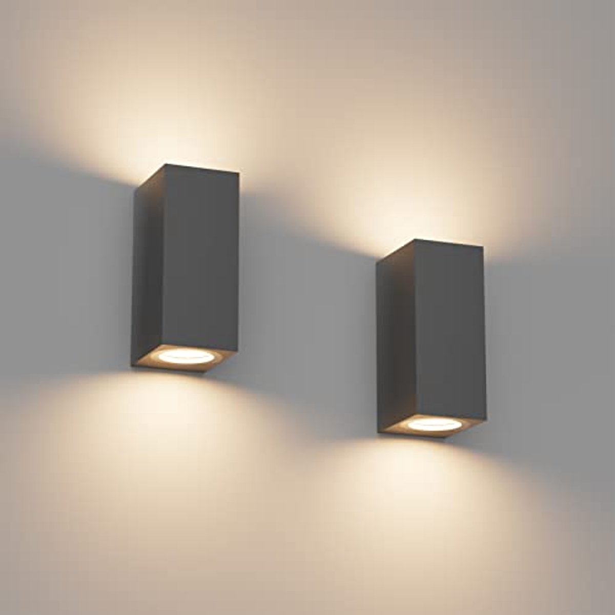 Donkergrijze Wandlamp Set - Waterdicht IP65 - Aluminium Moderne Buitenlamp met GU10 Fitting