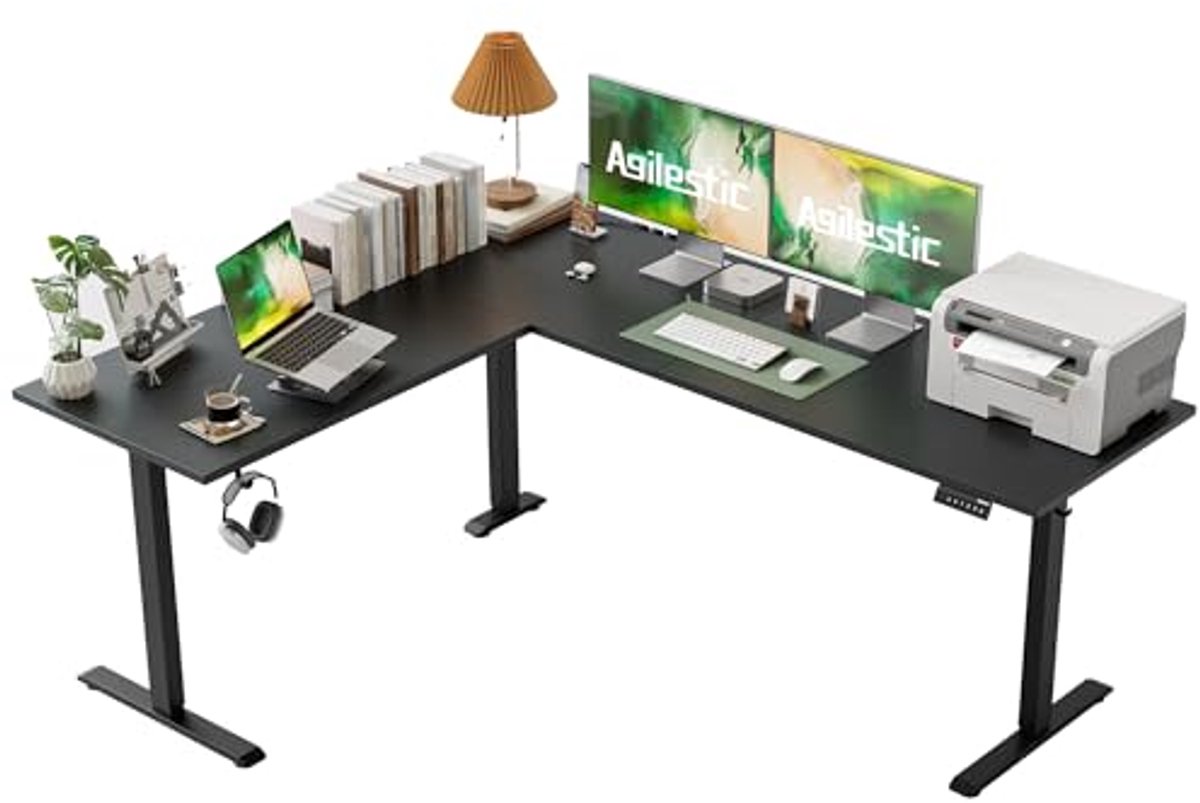 L-vormig in hoogte verstelbaar bureau - Ergonomisch zit-sta tafel voor optimale werkplek
