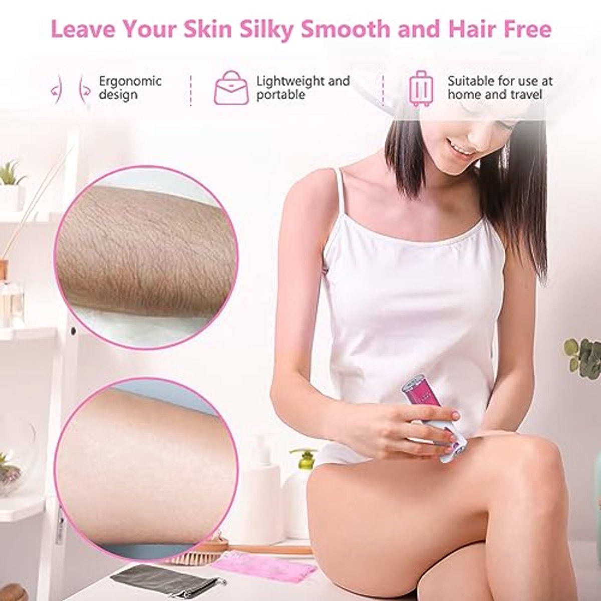 Draadloze Elektrische Gezichtsepilator met LED Licht – Mini Epilator voor Gezicht en Lichaam thumbnail 5