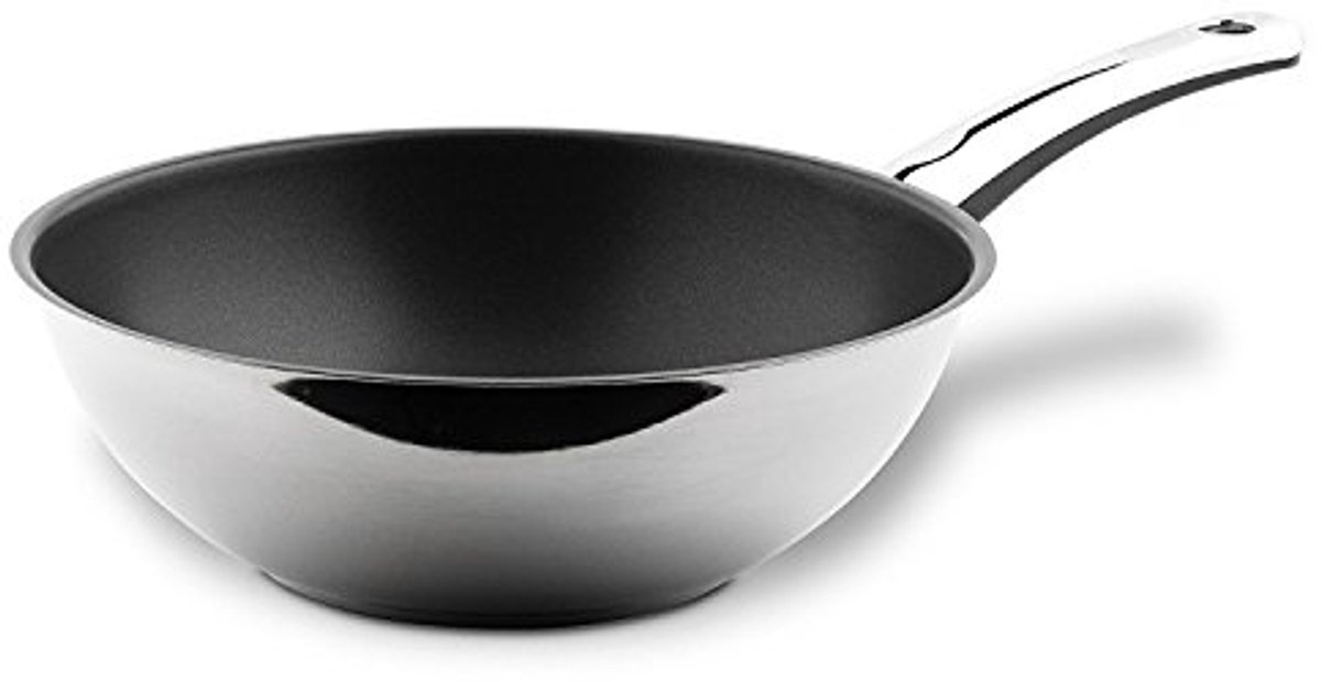 Roestvrijstalen Wokpan 28 cm - Geschikt voor Inductie en Alle Warmtebronnen