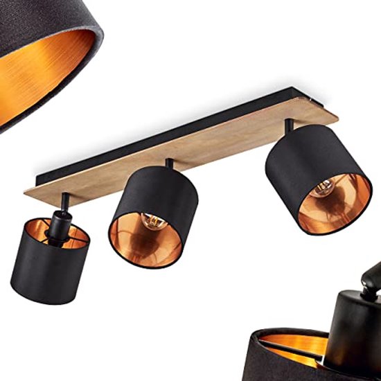Moderne Plafondlamp van Hout en Metaal met Verstelbare Kappen